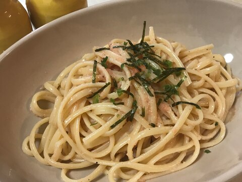 超簡単、ママのひとりランチに！たらこパスタ